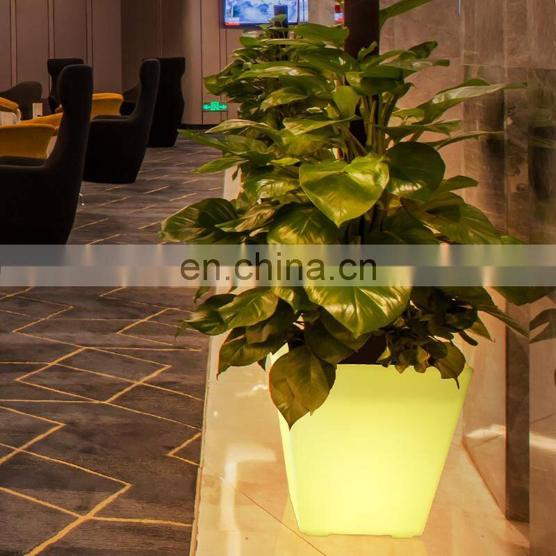 Decoration plastic furniture led lighting flower pot planter vase