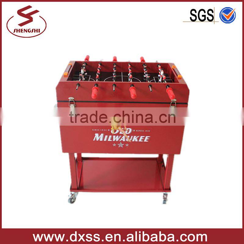 Metal ice chest cooler box with football table and 4 wheels (C-012)