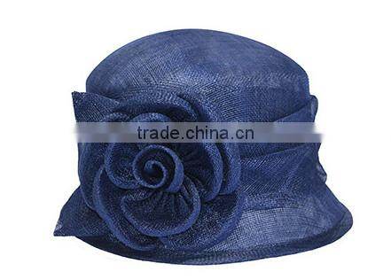 Navy Plain Sinamay Church Hat For Ladies