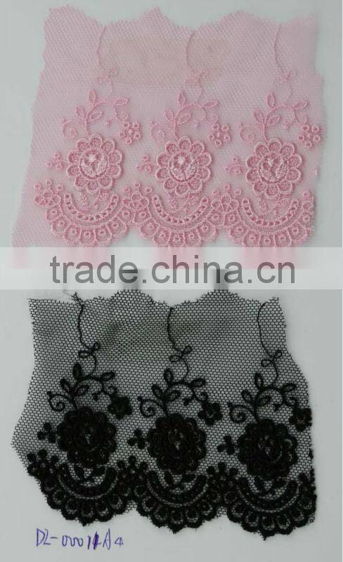 Elegant sky blue color polyester embroidery lace trimming