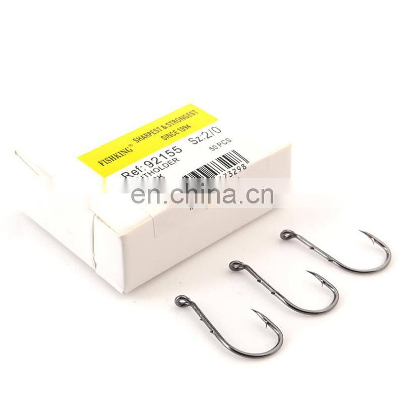 50pcs/box High Carbon Steel Environmental Saltwater Freshwater Fishing Gear Two Extra Barbs Baitholder Fishing Hook