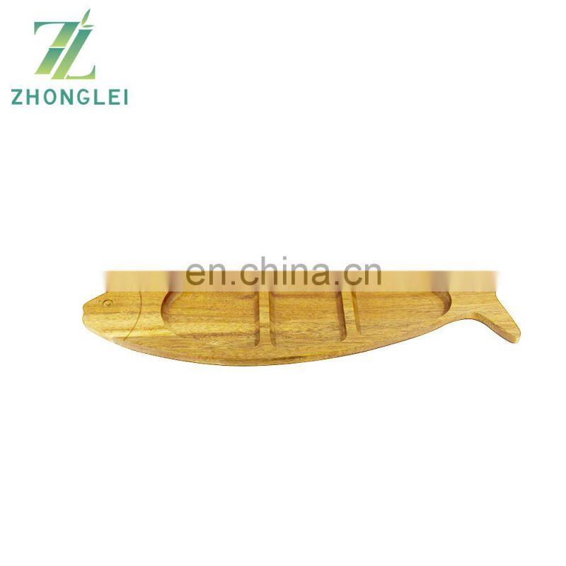 Wholesale Fish Shape Acacia Snacks Plate