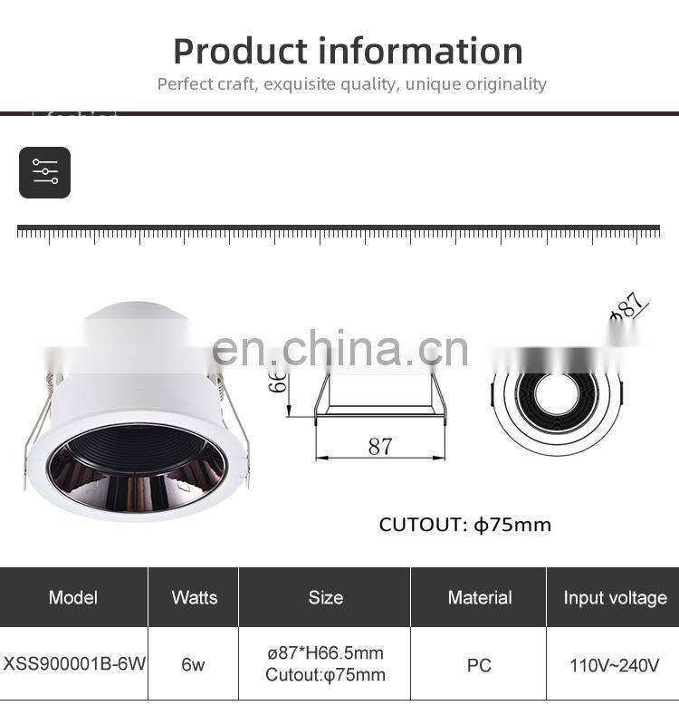 HUAYI New Design Home Checkroom Indoor Decoration Plastic Pure Aluminium Recessed Spot Light