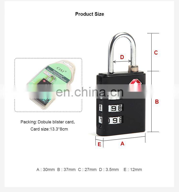 Wholesale 3 Digit Combination TSA Customs Code Lock Safe Padlock For Travel Luggage