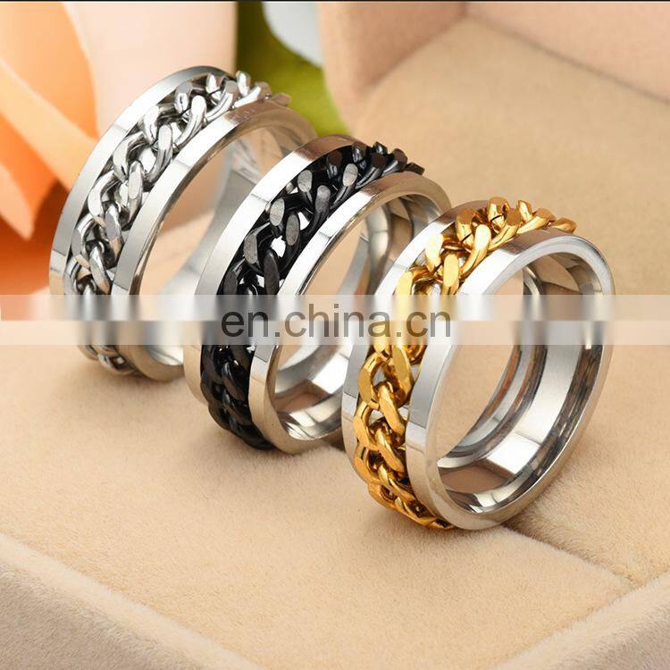 2020 Fashion Charm Men Women Jewelry Rotatable Chain Stainless Steel Ring