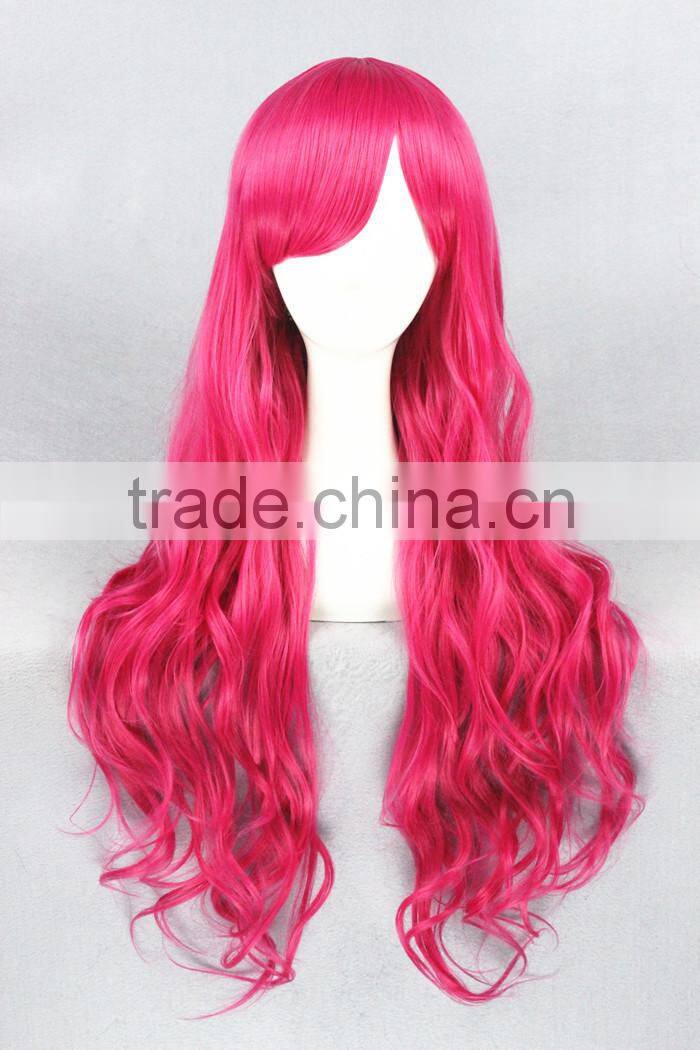 wholesale 80CM long wave Rose Red Lolita women fashion synthetic cosplay wig