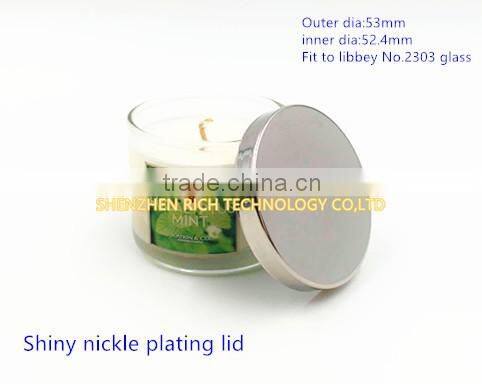 53mm shiny nickle plating candle lids