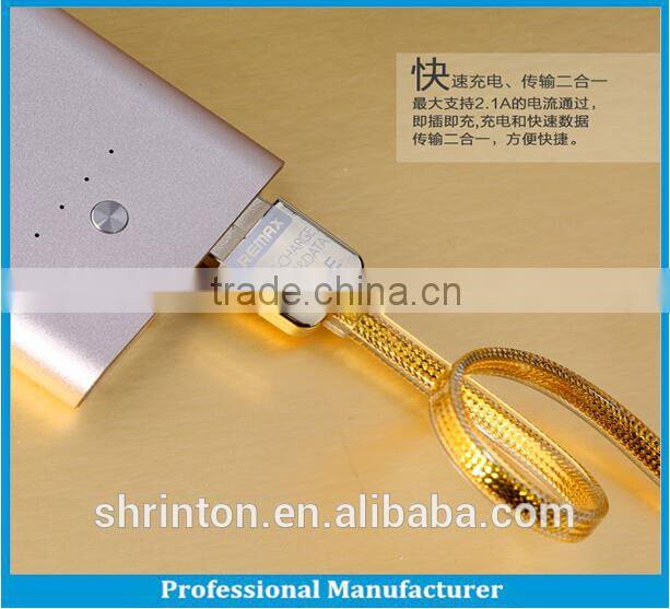 Hot product REMAX Gold Two-Sided 2.1A 1.0M Micro USB Data usb charging cable
