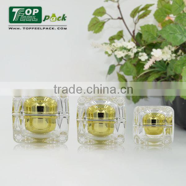 2015 Luxury Red Cubic Cosmetic Plastic Acrylic Jar for Essential Cream Bottle
