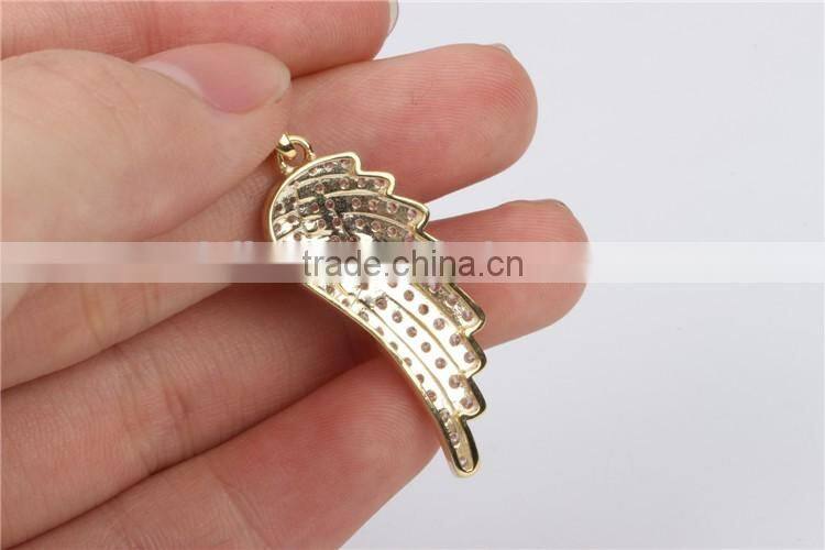 New arrival gold angel wing pendant necklace hip hop jewelry