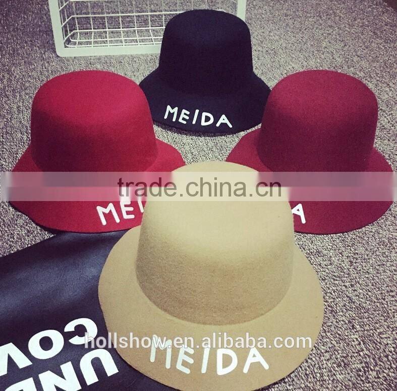 Letter MEIDA Printed Fedora Hats Wholesale Wool Dome Hat Korean Bucket Hat