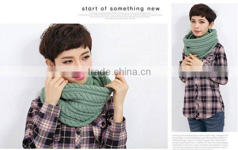 New Arrvial Winter Women Pattern Knitted Loop Wool Scarf