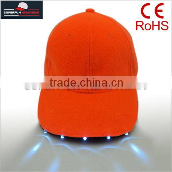 embroidery customized logo cotton LED caps
