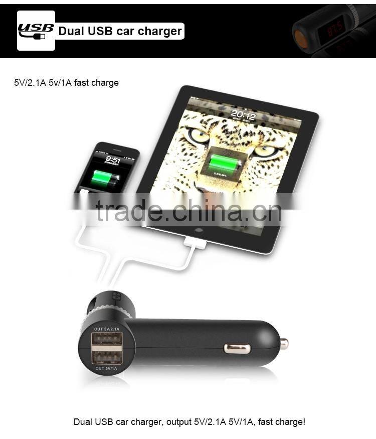 Free Sample BC08 fm transmitter bluetooth handsfree car kit MP3 player USB car charger