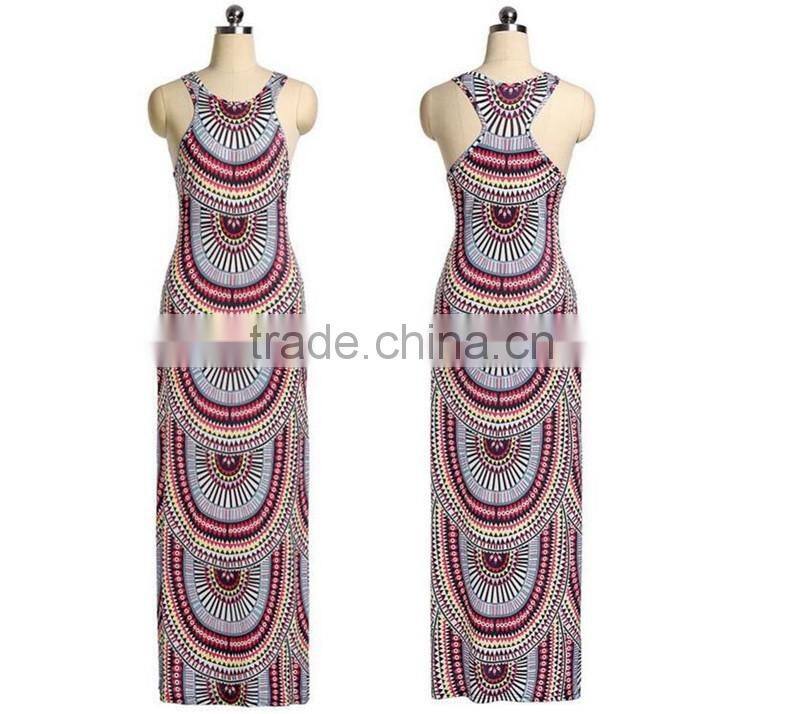 Sleeveless Print Exotic Dress With Slit Design
