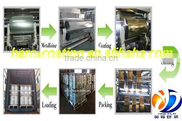 25 micron Metallized Polypropylene Film for lable printing