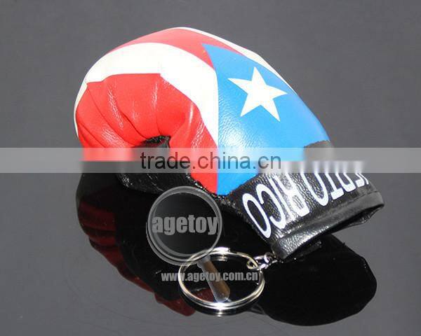 RANDOM Colors Wholesale Printing Puerto Rico Flags Souvenirs Leather Custom Mini Boxing Glove Keychain