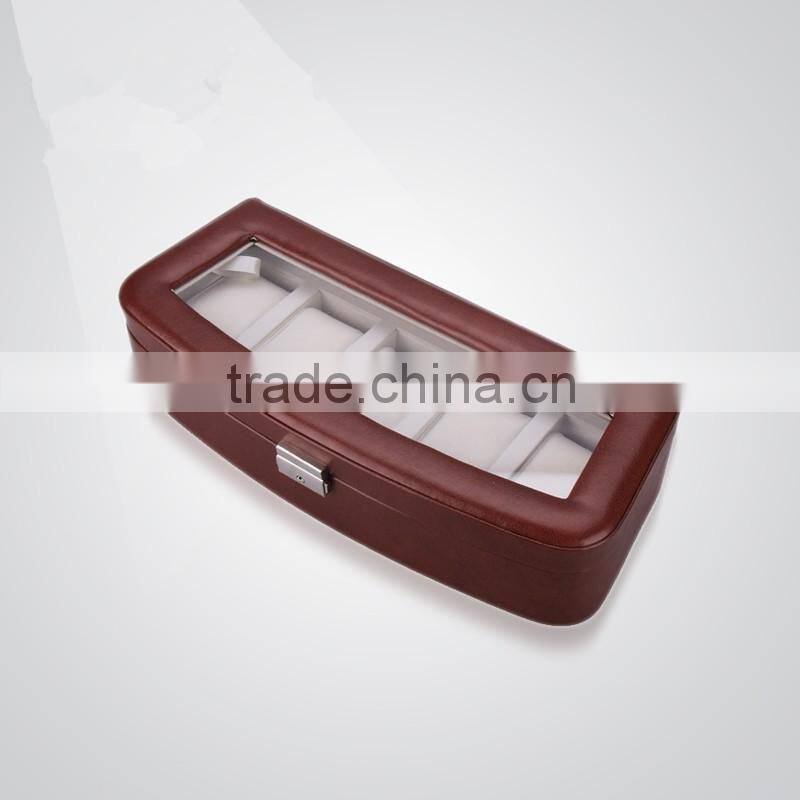 Custom logo pu leather gloss top watch storage box wholesale