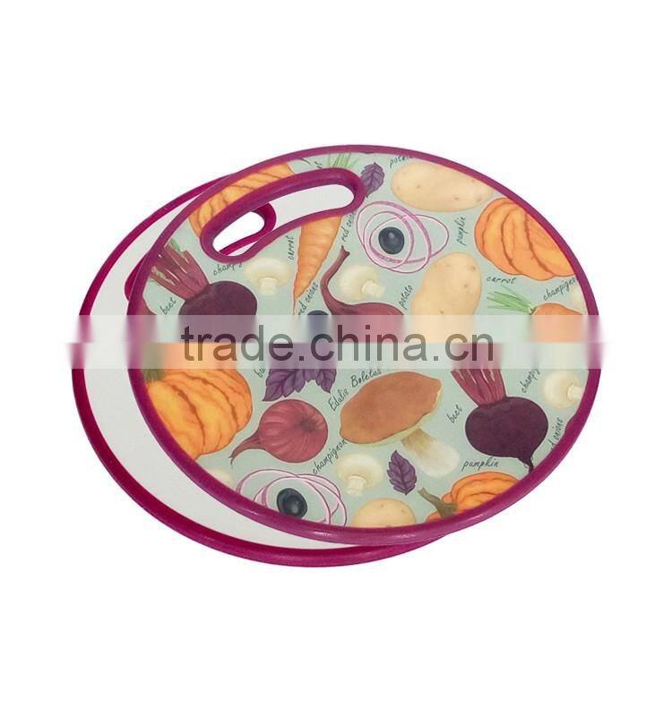 2016 new idea custom plastic round pizza cutting board