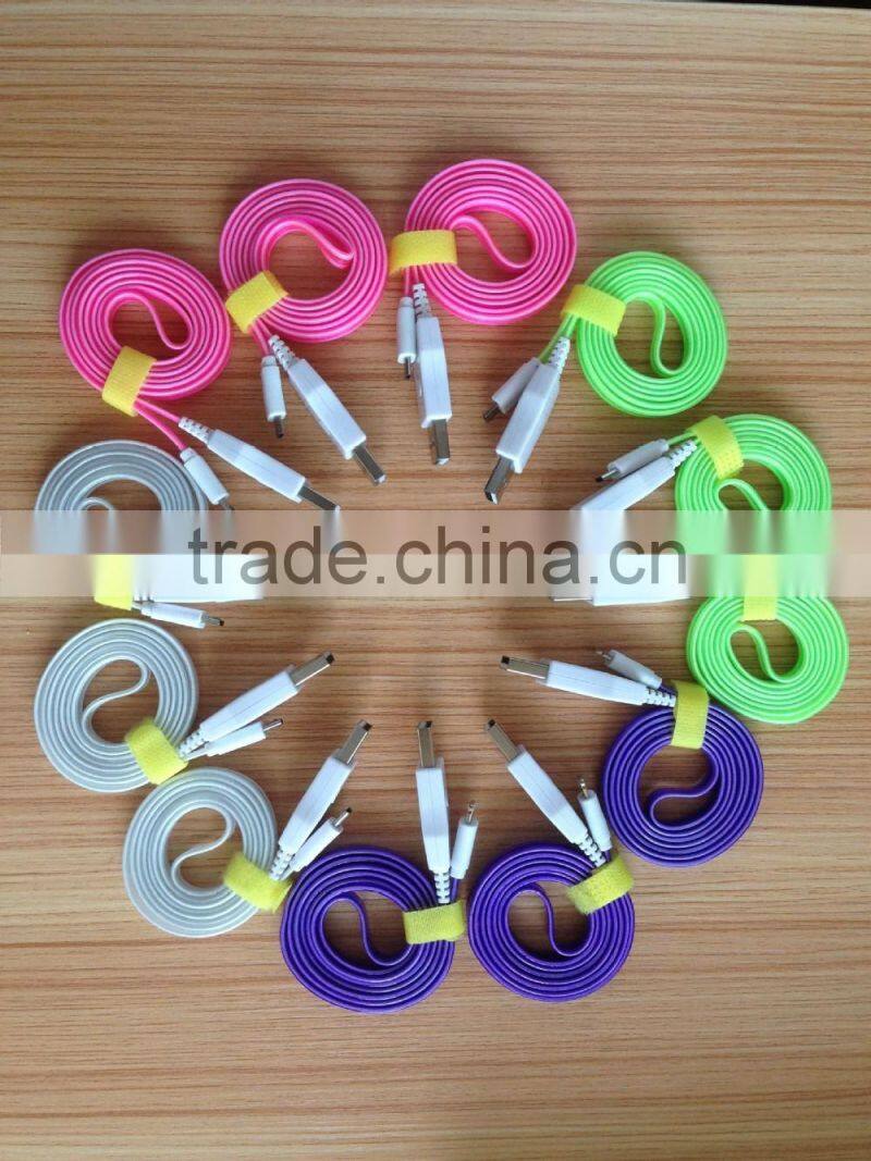 promotion products colorful flow LED flat micro cable