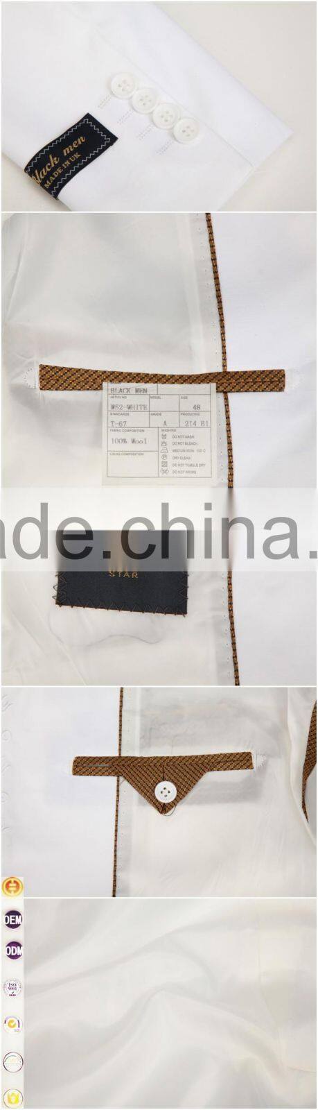 High Quality New Pattern High-end men's turkish suits OEM Direct Manufacturer Formal Polyester White Wedding Dress man Suits