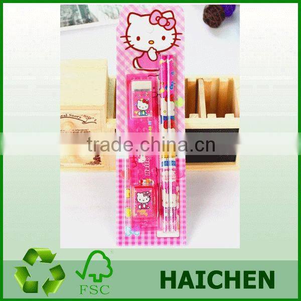 kids stationery set with eraser/pencil in blister card