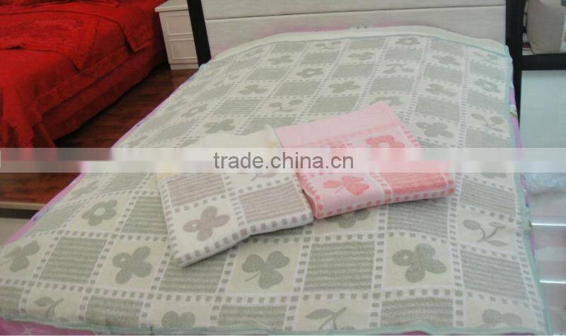 queen size 100% green yarn dyed jacquard cotton blanket
