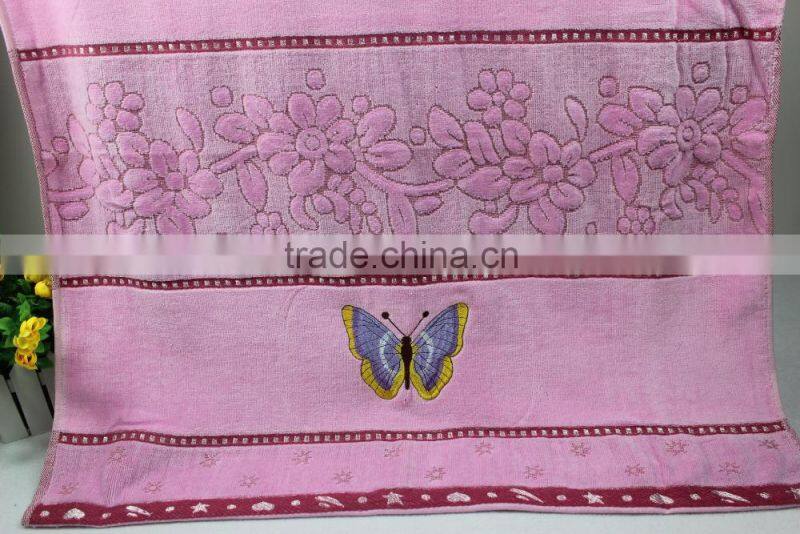 jacquard velour cheap fancy bath towel with embroidery