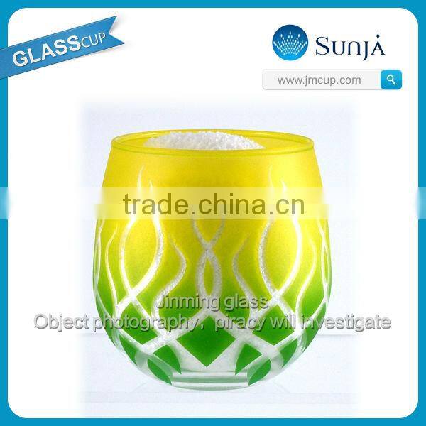 OEM painting east asia exporting glas Chromatic Glass Ice cream glasses with cool design pattern tumbler Ice cream Glass Tumbler
