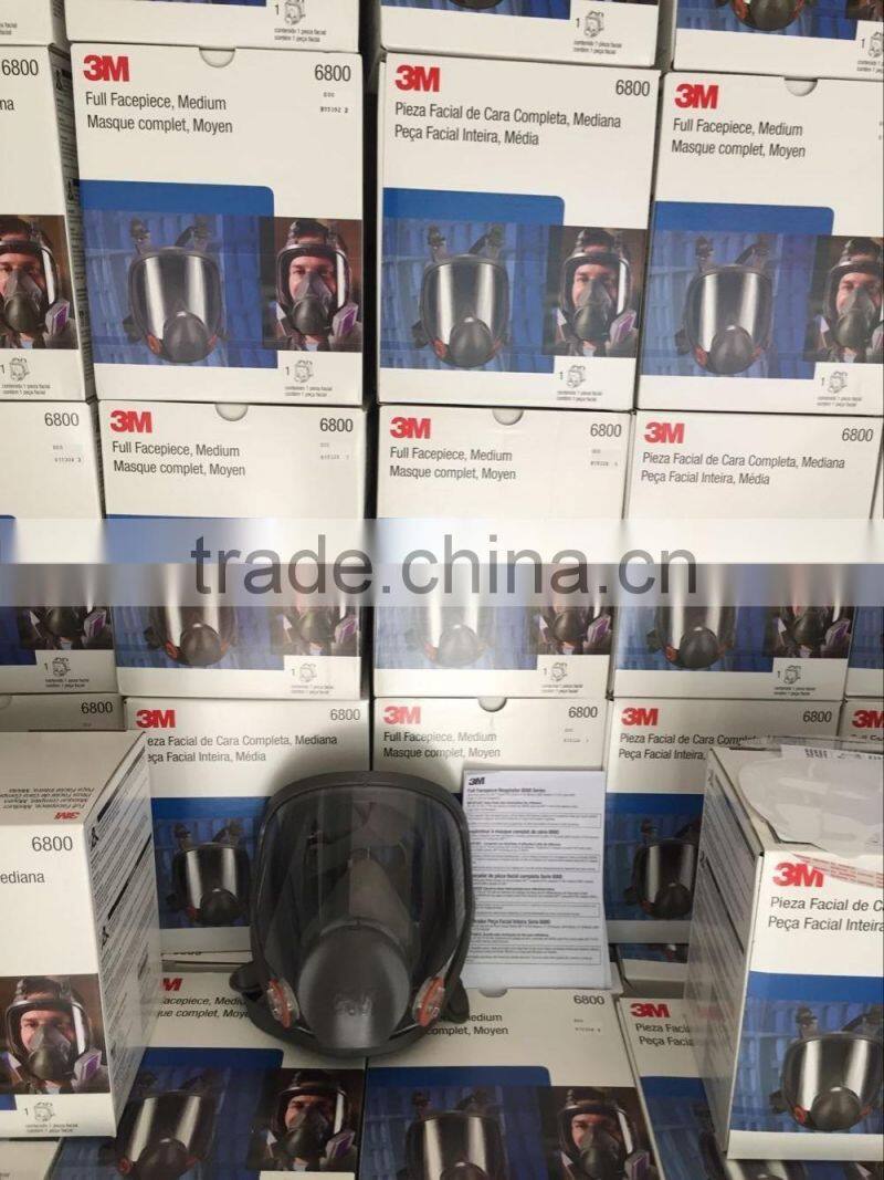 3M 6800 reusable full face mask, black color, silicone material, use with 2091, 2096, 2097 filters