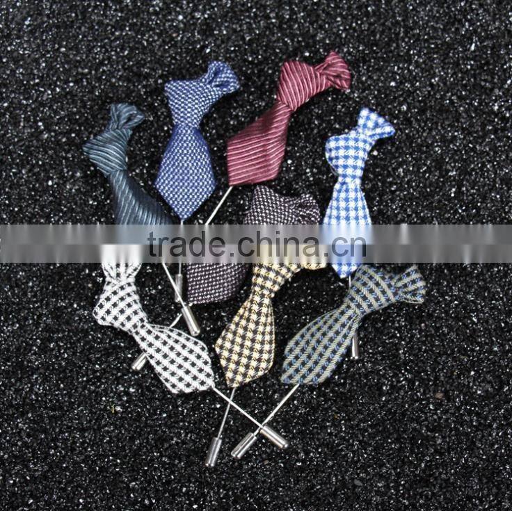 Western Classic Tie Shaped Lapel Pin,Fashion Plaided Long Needle Pins For Dresses
