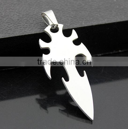 Yiwu man titanium stainless steel cross blue gemstone pendant