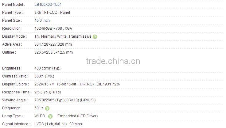 15.0 inch LB150X03-TL01 a-Si TFT-LCD Panel For LG