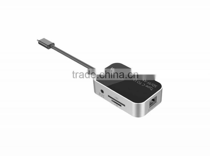Type C USB HUB with SD TF LAN RJ45 Ethernet Slot