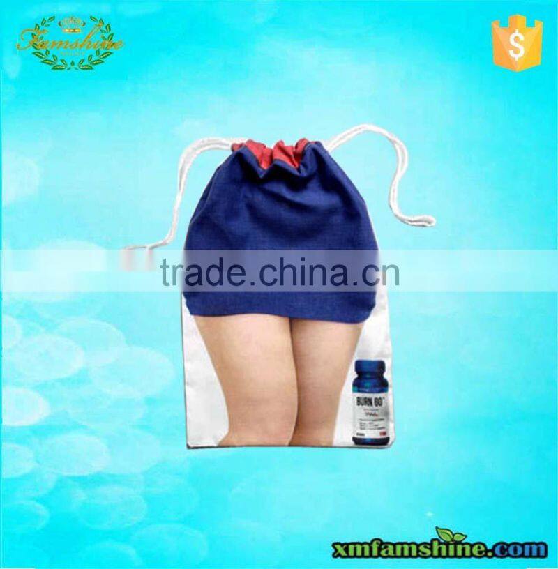 high quality white cotton drawstring funny shopping bag