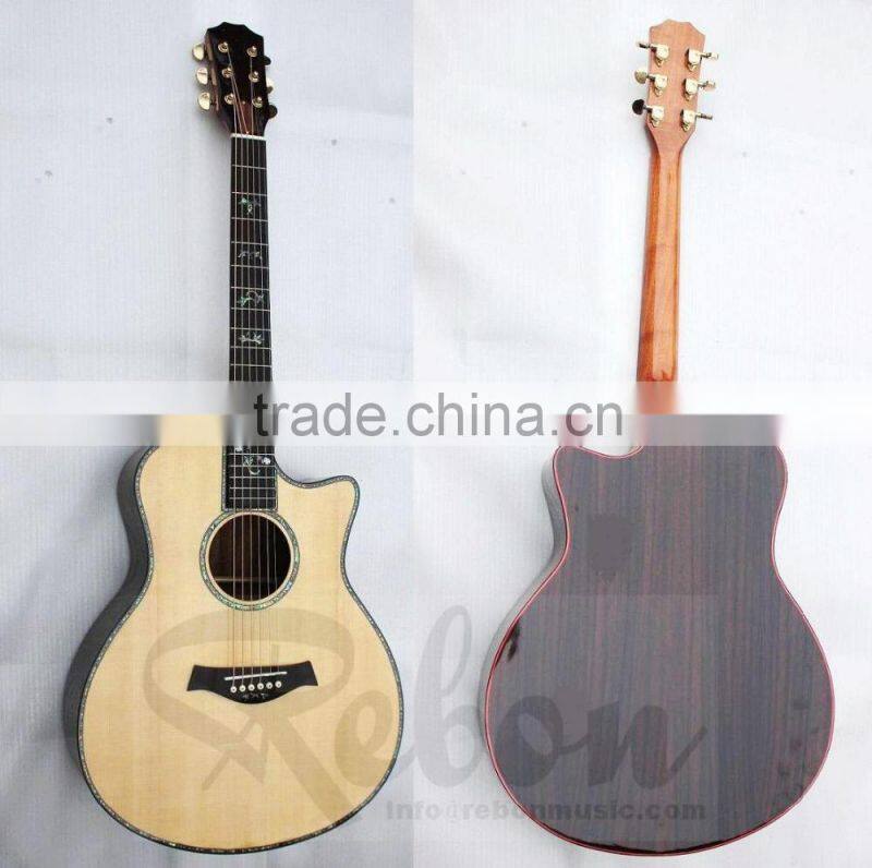 Weifang Rebon 39 size cutaway Taylo real abalone inlay acoustic guitar