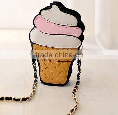 2016 hot selling wallet ice cream coin purse girl cute wallet with chain
