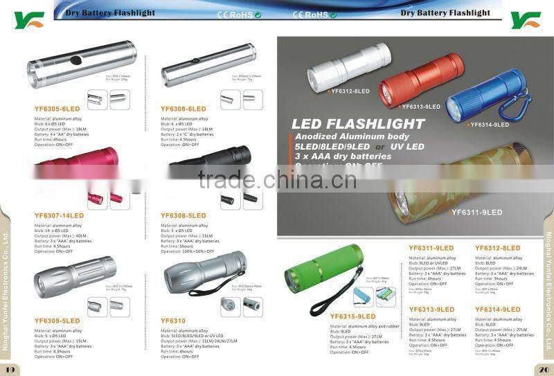 Aluminum 9 UV Solar LED Flashlight LED Torch