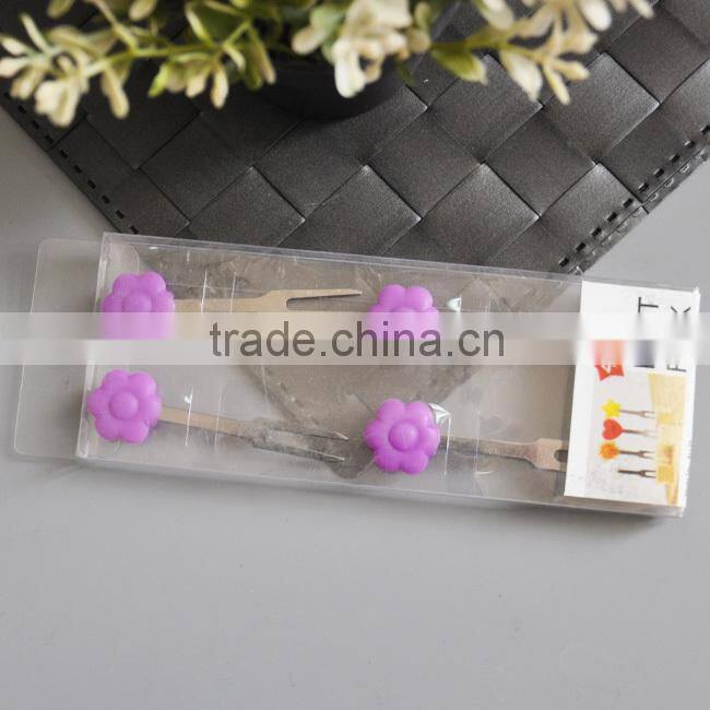 Cute sunflower shape stainless steel silicone fork