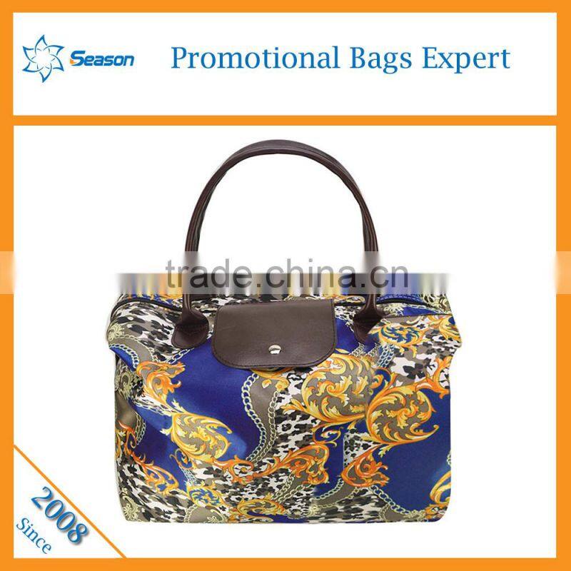 Fashion Flower print nylon lady tote bag women shopping bags