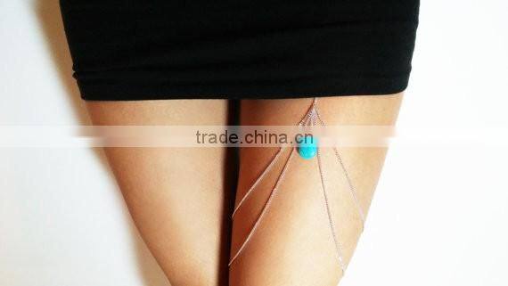 Sexy Stretchy 2 Tier Layers Leg Chain Thigh Body Chain Bikini Beach Harness UK