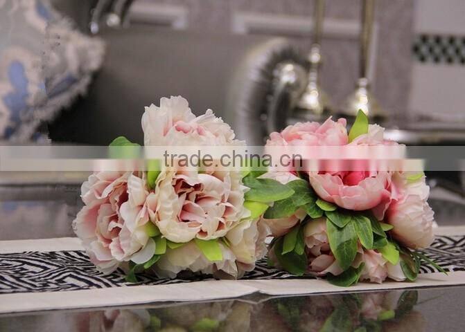High Quality silk flower Artificial Peony Flowers Fake Leaf Wedding Home Party Decoration Bouquet