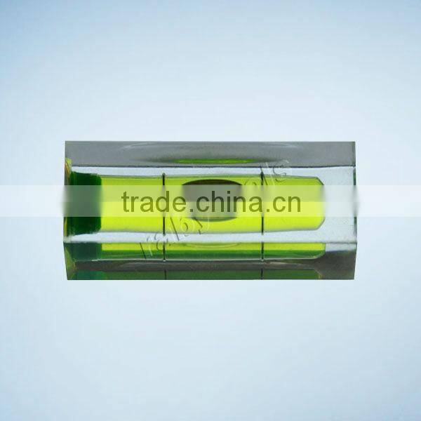 Square bubble level with circular level vial RB-BV151540