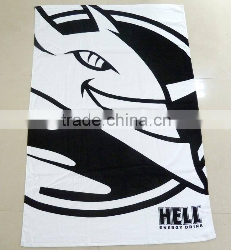 100% cotton black and white printed promotional beach towel