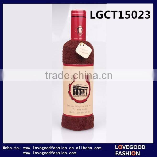 Simple Poly Bag Packaging Wine Bottle Shape Towels Gift Towl Bottles