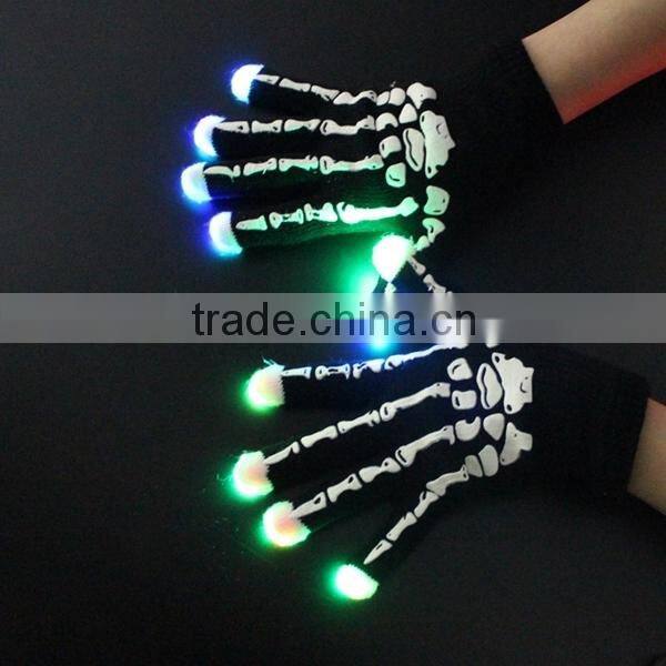 2016 Led Light Up Skull Glove/Handmade Led Finger Glove,led glove light