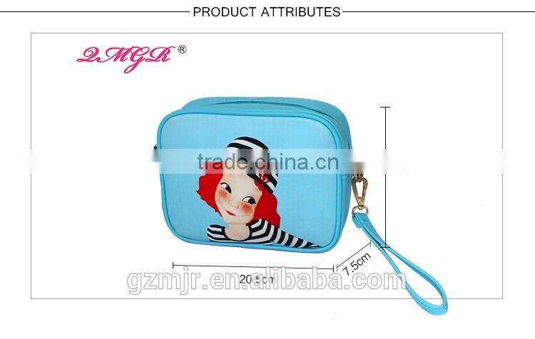 Fashion Cute Cartoon Girls PU cosmetic bags with zipper