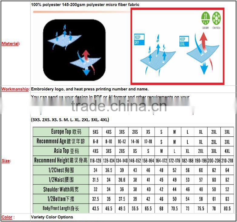2016 Newly Design Blue Soccer Jersey for Football Team