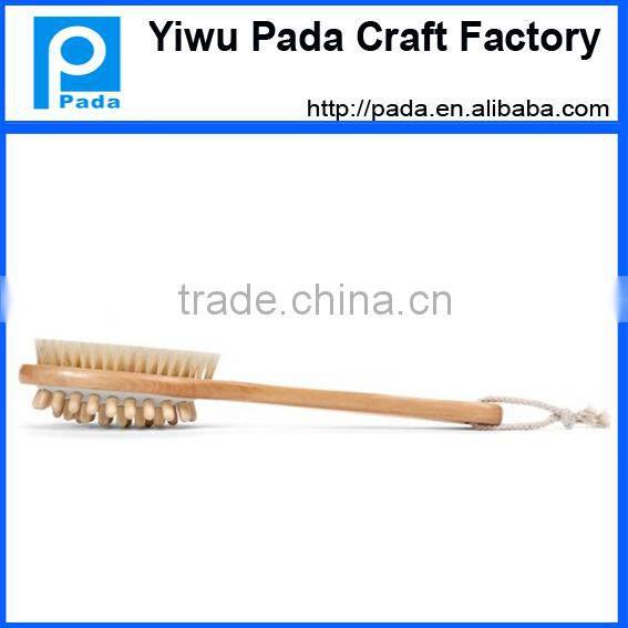 Natural Bristle Bath & Shower Body Scrub Brush for Exfoliating Dry Brushing and Anti Cellulite Reducing Massager Treatment with