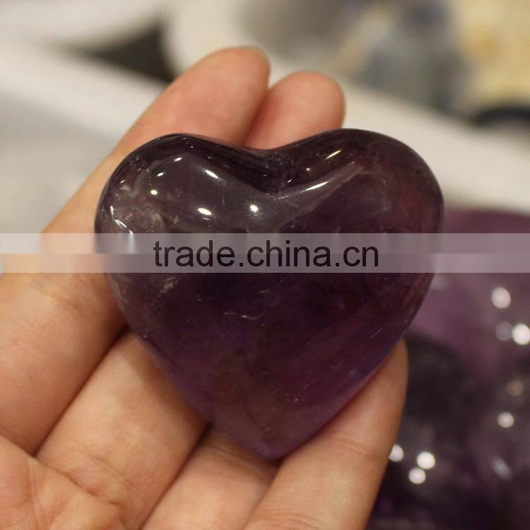 Natural carved amethyst heart shape quartz crystal stone hearts for gift